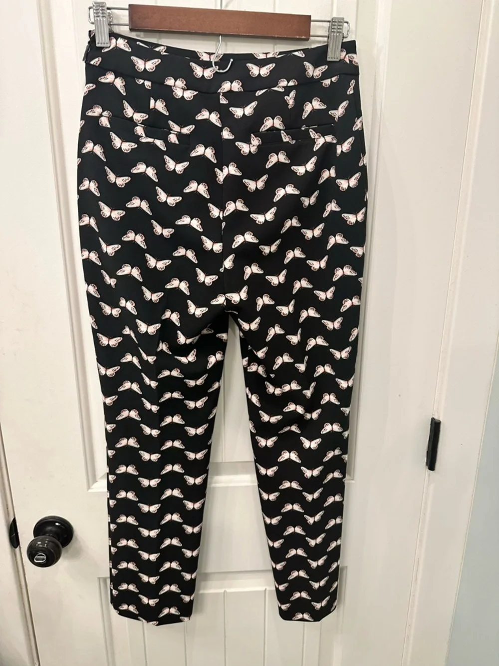 Kate Spade Black Butterfly Print Crepe Ankle Pants Size 2